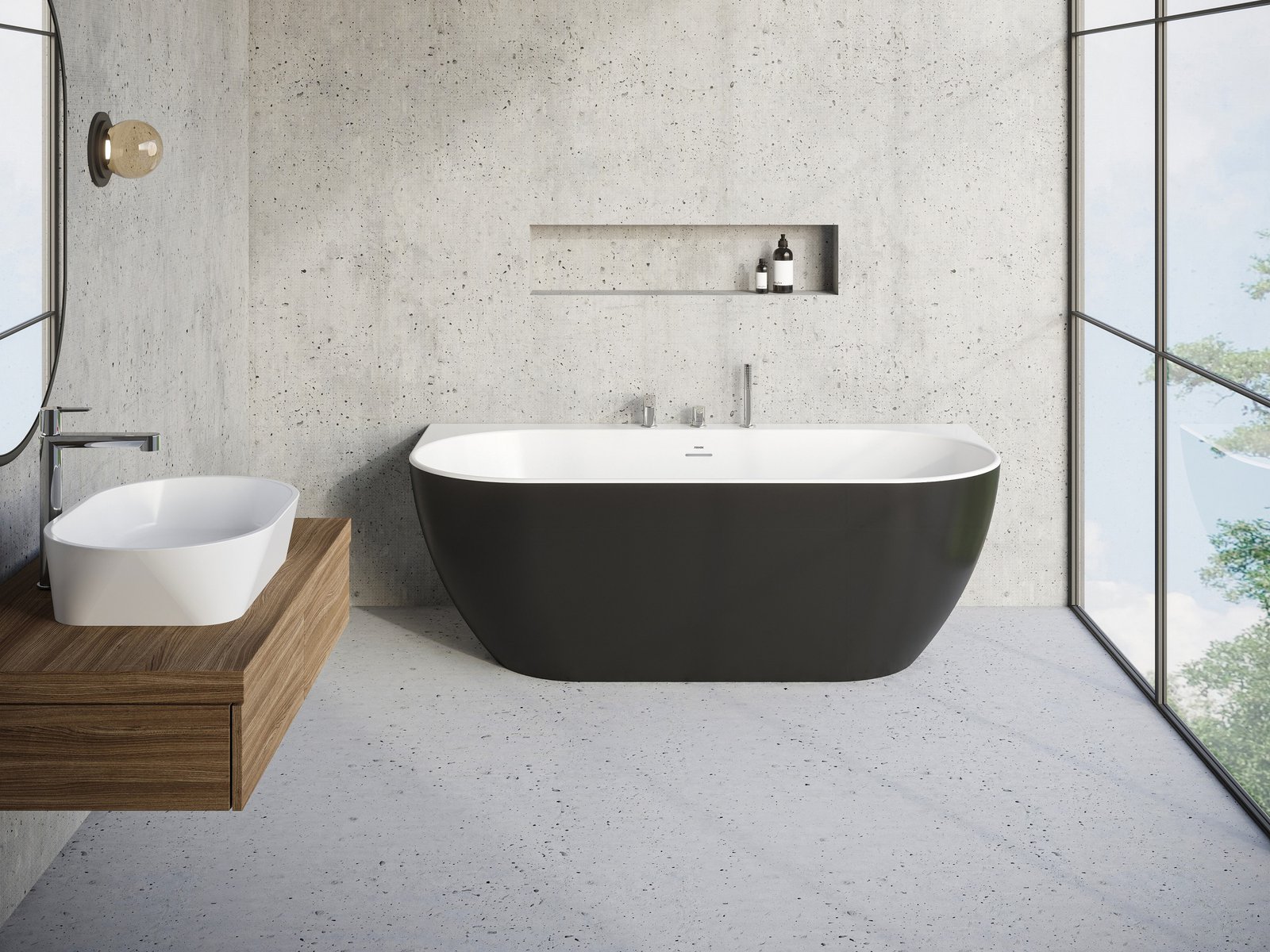 Ravak Freedom Wall fekete szabadon álló kád, 166×80 cm, cikksz.: XC00100027