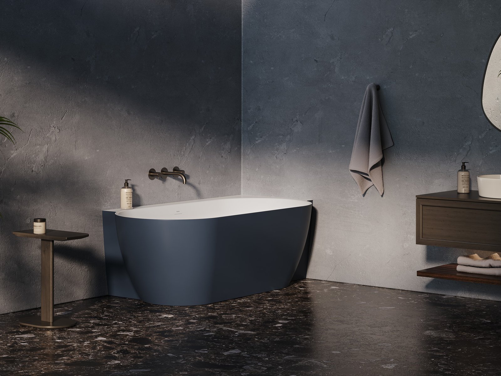 Ravak Freedom Corner II TEC akrilkád, 175×86 cm, jobbos, akrilkád, Deepsea Blue/fehér, fehér/fekete/króm lefolyó, CC81400000