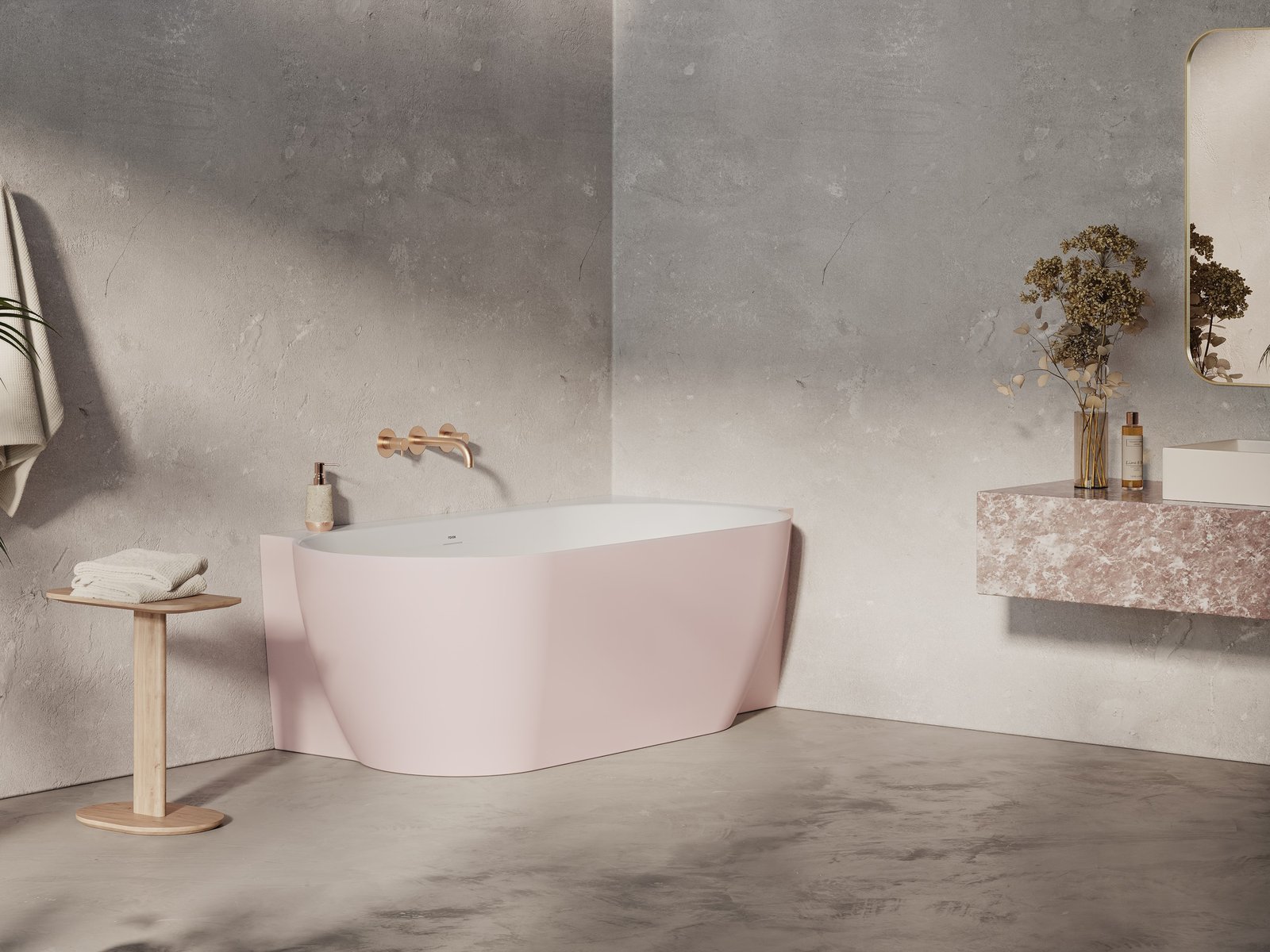 Ravak Freedom Corner II TEC akrilkád, 175×86 cm, jobbos, akrilkád, Alabaster Pink/fehér, fehér/fekete/króm lefolyó, CC81600000