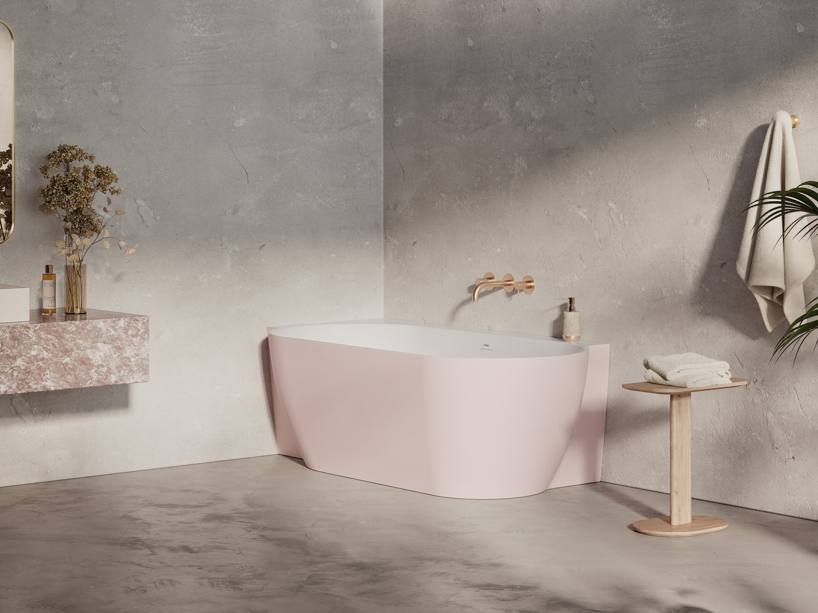 Ravak Freedom Corner II TEC akrilkád, 175×86 cm, balos, akrilkád, Alabaster Pink/fehér, fehér/fekete/króm lefolyó, CC91600000