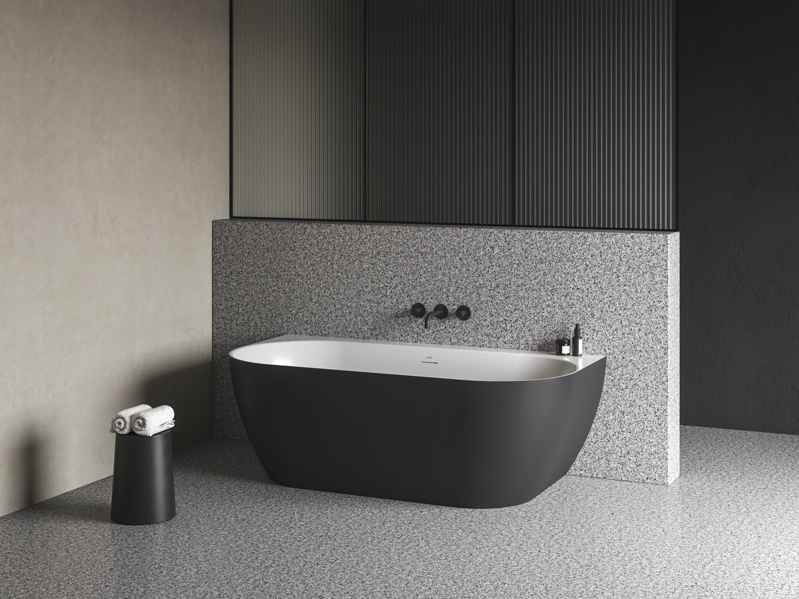 Ravak Freedom Wall Tec 170×87 cm, akrilkád, Fekete/Fehér, fekete/fehér/króm lefolyó, CE31700000