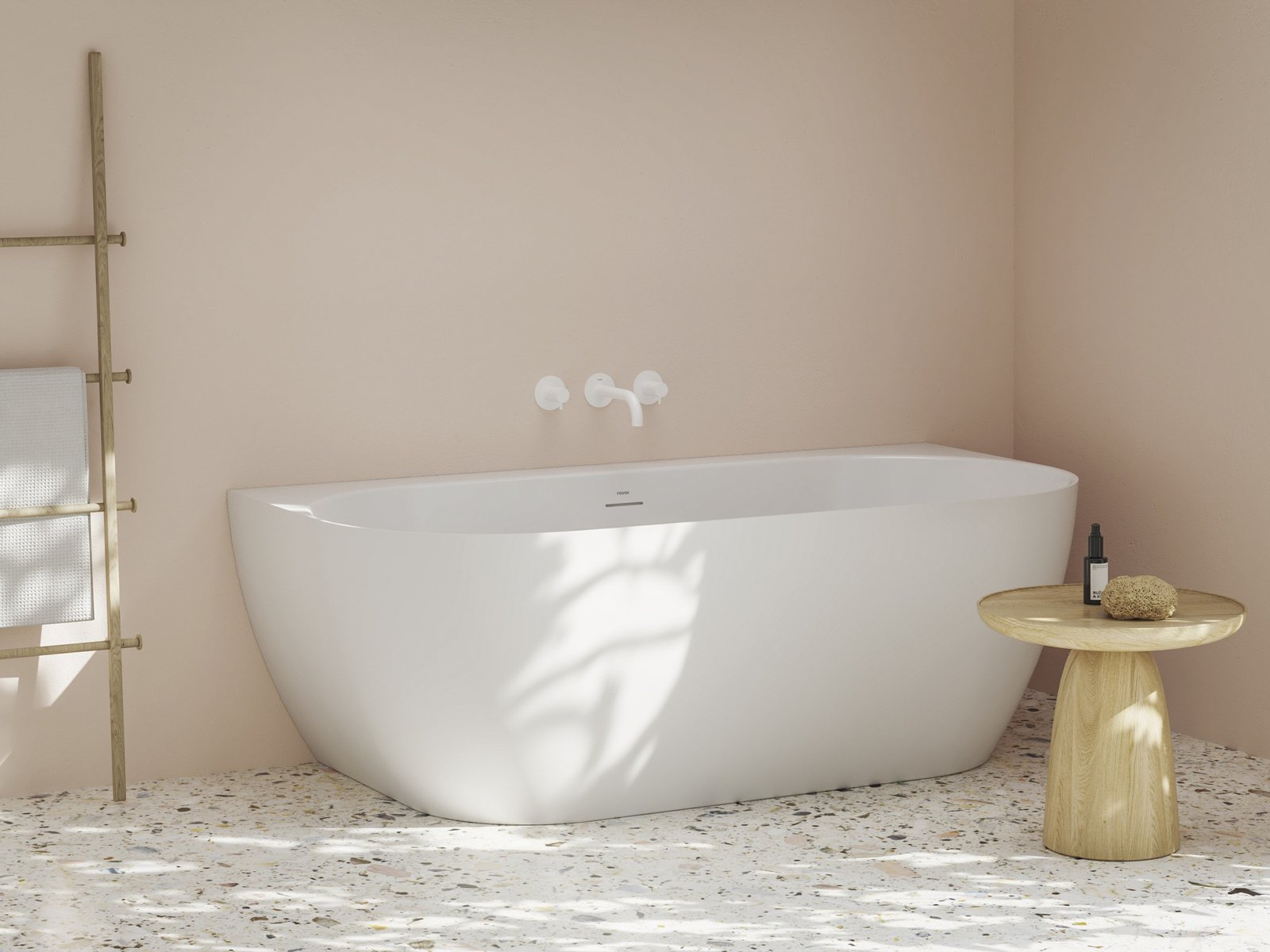 Ravak Freedom Wall Tec 170×87 cm, akrilkád, Matt Fehér/fehér, fehér/fekete/króm lefolyó, CE31800000