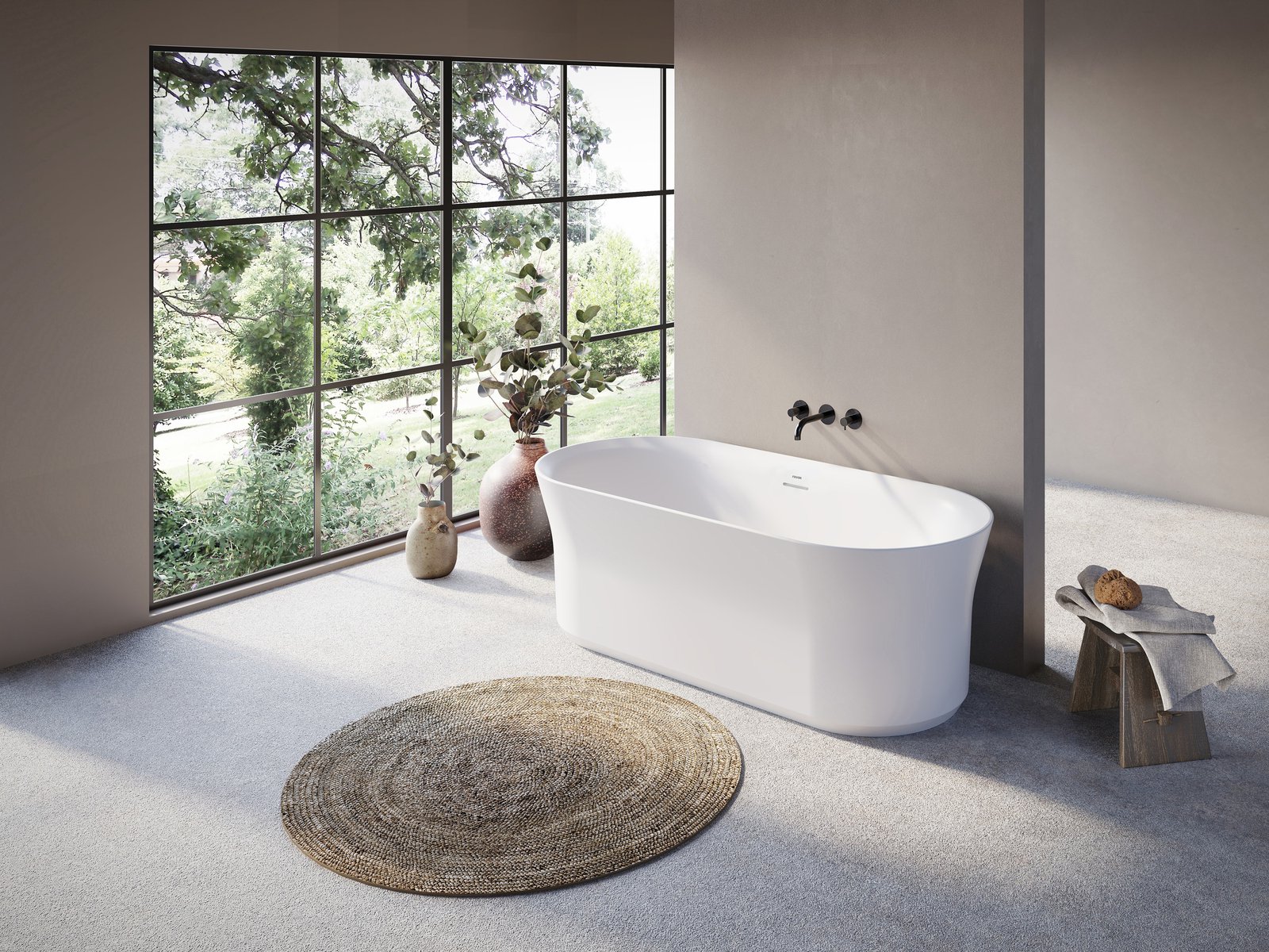 Ravak Ypsilon 180×80 cm, akrilkád, Fehér szabadonálló, fehér/fekete/króm lefolyó,  XC00100026