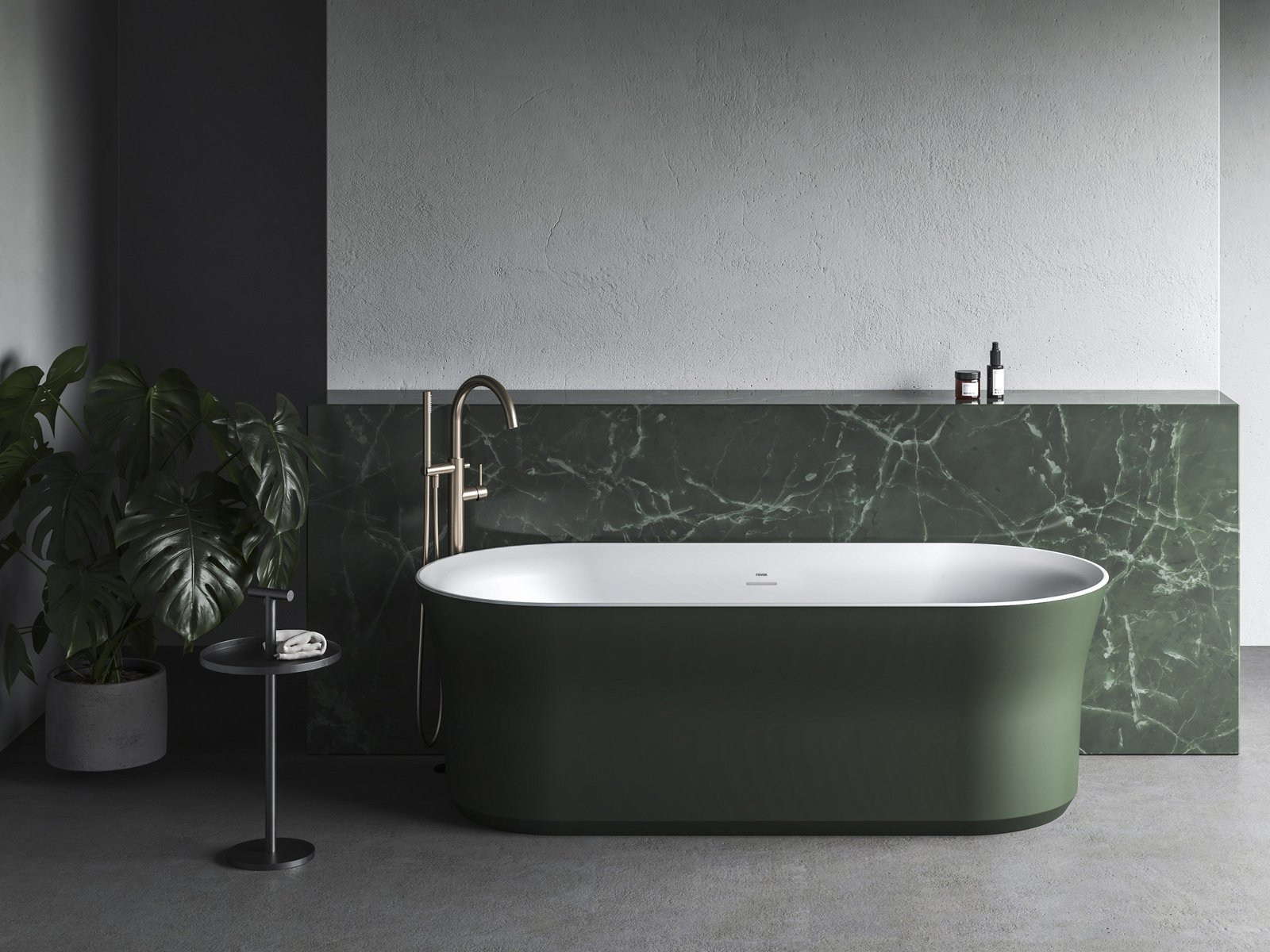 Ravak Ypsilon 180x80cm, akrilkád, Grey Green/fehér, szabadonálló, fehér/fekete/króm lefolyó, XC00100052