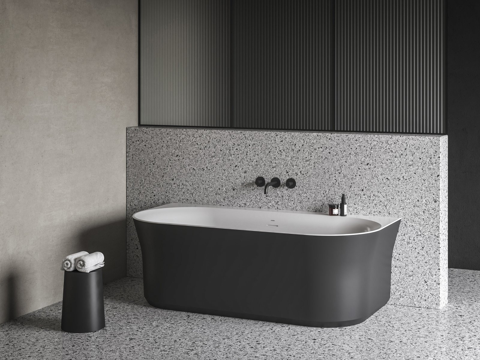 Ravak Ypsilon Wall akrilkád Fekete színben, 178×86 cm, fehér/fekete/króm leeresztővel, cikksz.: XC00100057