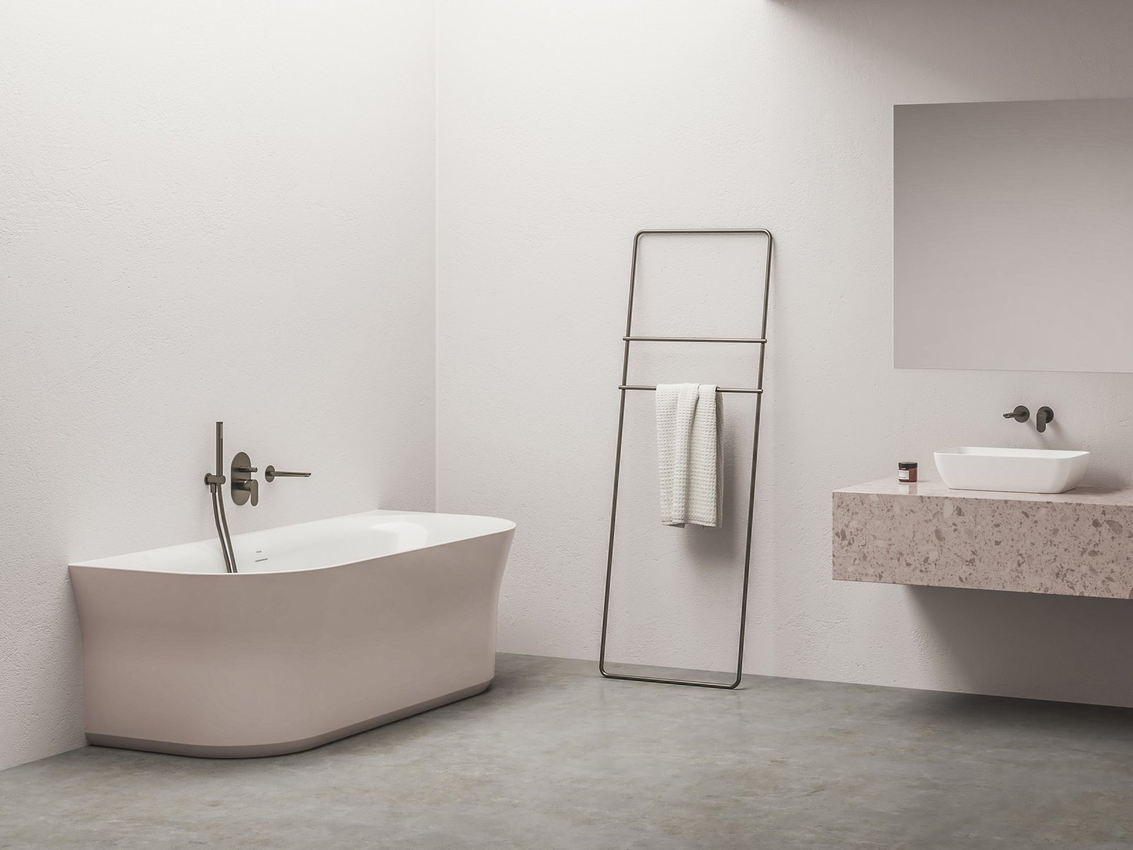 Ravak Ypsilon Wall akrilkád Alabaster Pink színben, 178×86 cm, fehér/fekete/króm leeresztővel, cikksz.: XC00100084